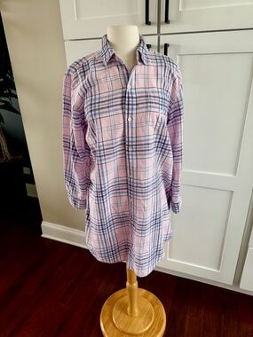 LAUREN Ralph Lauren Pink, Blue and White Plaid Sleep Shirt